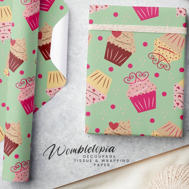 Söta Delight Cupkaka Valentindagen Mönster Presentpapper (Skapare uppladdad)