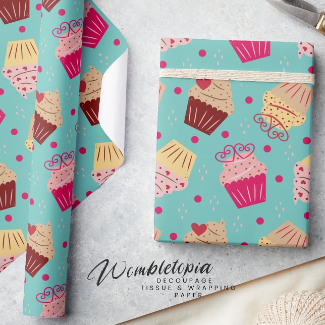 Söta Delight Cupkaka Valentindagen Mönster Presentpapper (Skapare uppladdad)