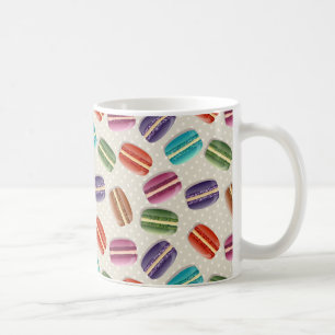 Söta den Macaron kakor och polkaen pricker mönst Kaffemugg