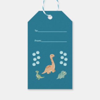 Söta dinosaurie akvamarina dino presentkort presentetikett