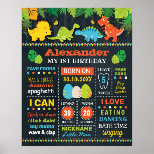 Söta dinosauriepojkar Födelsestatistik Födelsedags Poster