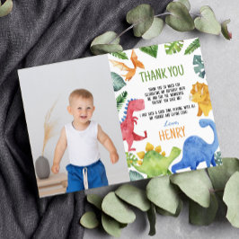 Söta dinosaurier födelsedagsfoto tackkort tack kort