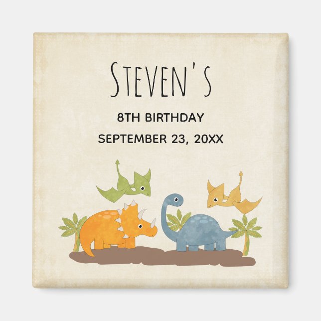 Söta dinosaurier, förhistoriska vilda djur magnet (Framsidan)