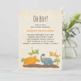 Söta dinosaurier Forntida vilda djur Baby Shower Inbjudningar