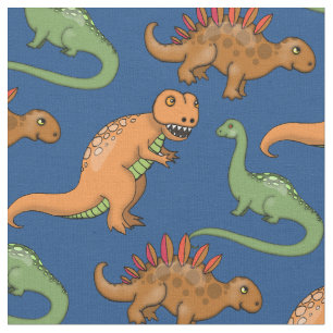 Söta dinosaurier illustrerade mönster tyg