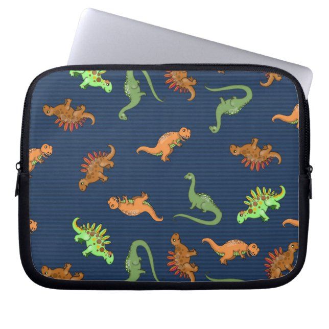 Söta dinosaurier-mönster laptop sleeve (Framsidan)