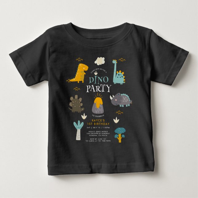 Söta dinosaurier pojkens första födelsedagsfest t shirt (Framsida)