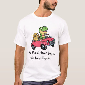 Söta dinosaurievänner kör rosa bilserie Cartoon T  Shirt
