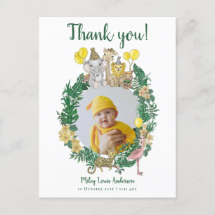 Söta djungelsafari-djur Baby Shower Tack Vykort