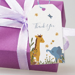 Söta djur för bebisar Blommig baby shower Presentetikett