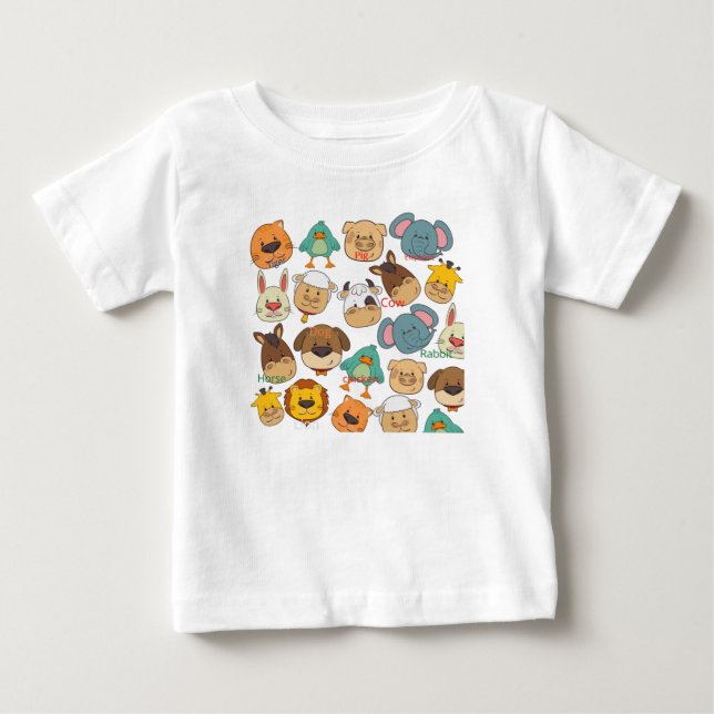 Söta djur gård vit  t shirt (Framsida)