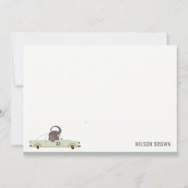 Söta djur i barnens bilstadsfödelsedag anteckningskort