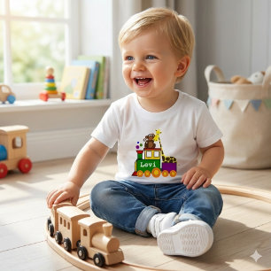 Söta djur i djurpark och leksakståg för bebis t-sh t shirt