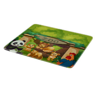 Söta djur i zoo köks skärbräda design