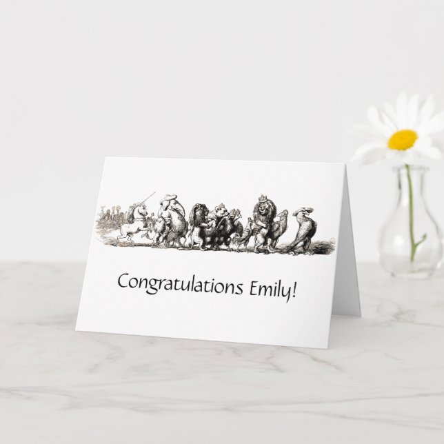 Söta Djur Konst Enhörning Elefant Lejon Djurpark Kort (Liten växt)