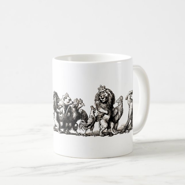 Söta Djur Konst Enhörning Elefant Lejon Zoo Kaffemugg (Framsida höger)