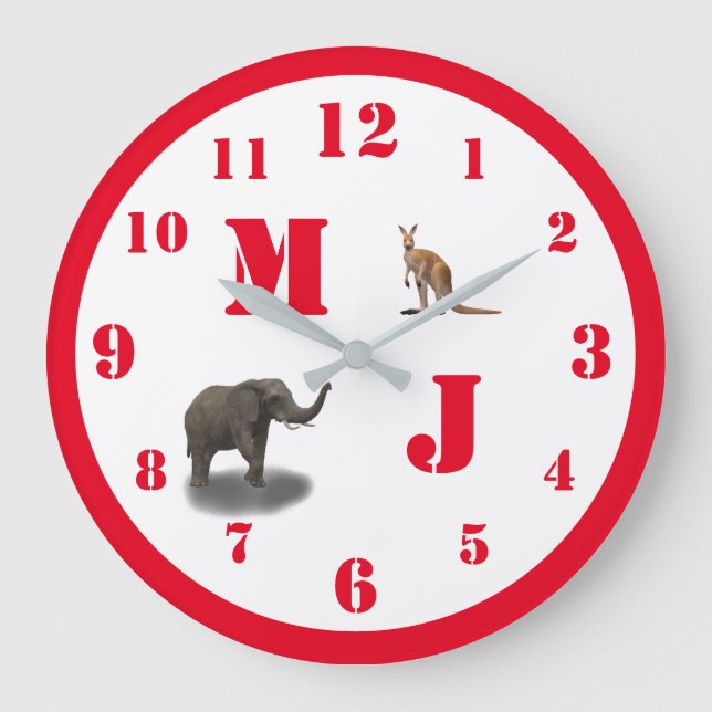 Söta djur Monogram väggklocka i akryl (Framsida)