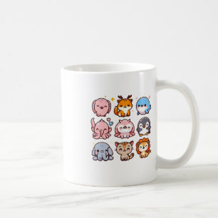 Söta djur på zoo Cartoon-klistermärke Kaffemugg