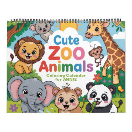 Söta djur på zoo Färgläggningskalender Kalender