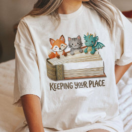 Söta Djur som Läser i en Bok Boksida T Shirt