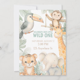 Söta Djur Zoo 1-års Födelsedagsinbjudan Inbjudningar