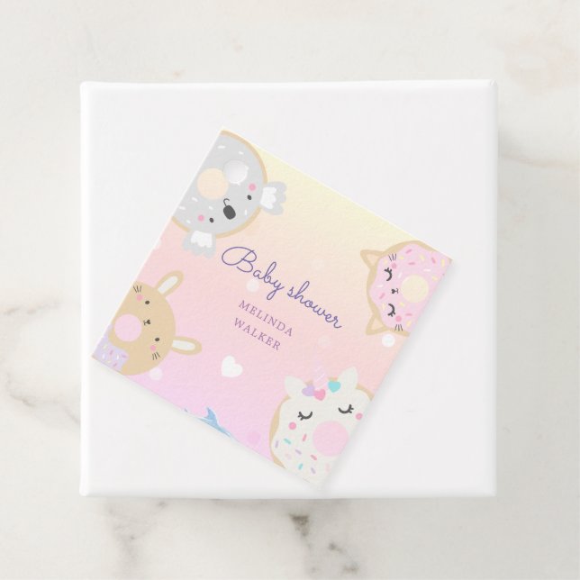 Söta djurdonationer, monogrambabydusch gåvor etiketter (På plats)