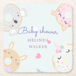 Söta djurdonationer, monogrambabydusch underlägg papper kvadrat