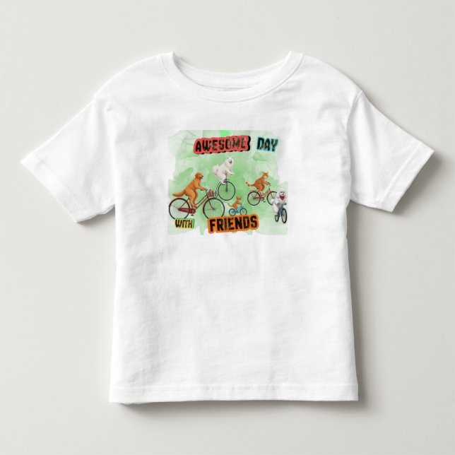 Söta djurvänner på cyklar t shirt (Framsida)
