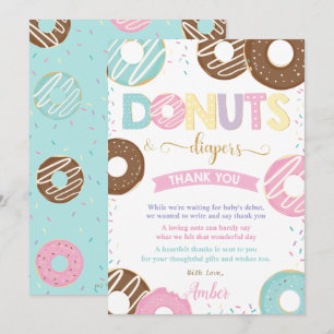 Söta donuts och blöjor Doughnut Baby Shower Tack Kort
