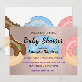 Söta donuts, rose gold babypresent inbjudningar