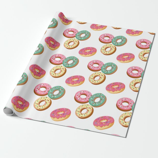 Söta Donuts-seriens design 3 Presentpapper (Utrullad)
