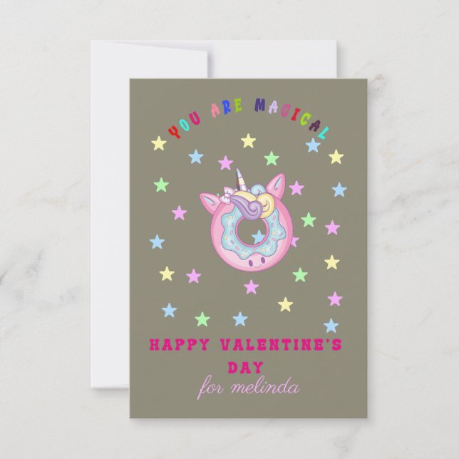 Söta donuts unicorn valentins dag anteckningskort (Framsida)