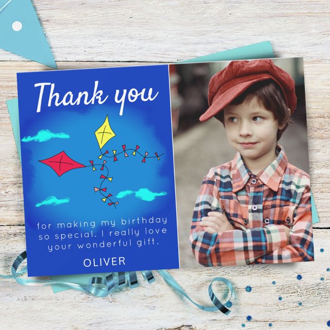 Söta drakar röda gula namn barn födelsedagsfoto tack kort (Skapare uppladdad)