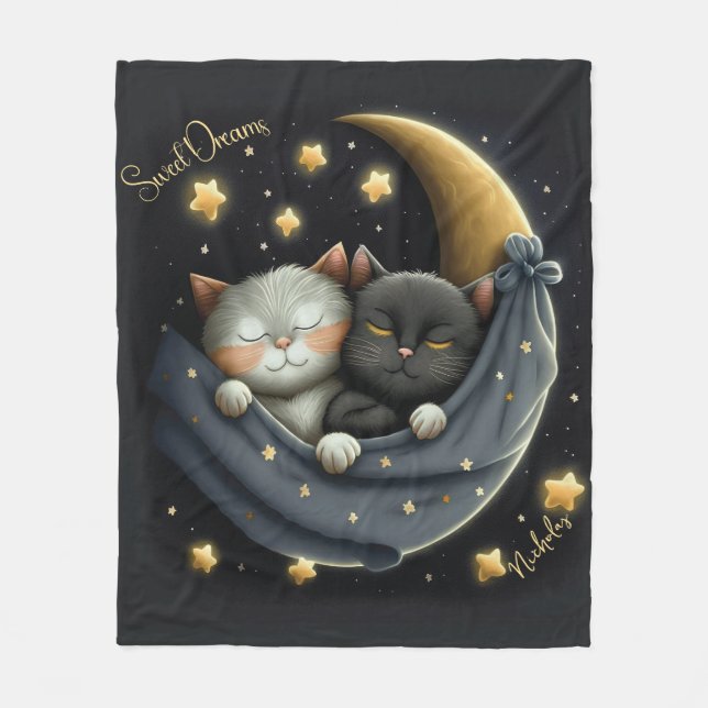 Söta Dreams Cute Design Kitten Personlig Namn Fleecefilt (Framsidan)