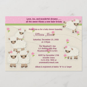 Söta Dreams LAMB Baby Shower-inbjudan SDK Inbjudningar