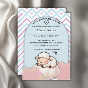 Söta Dreams Little Lamb Cute Kawaii Baby Shower Inbjudningar