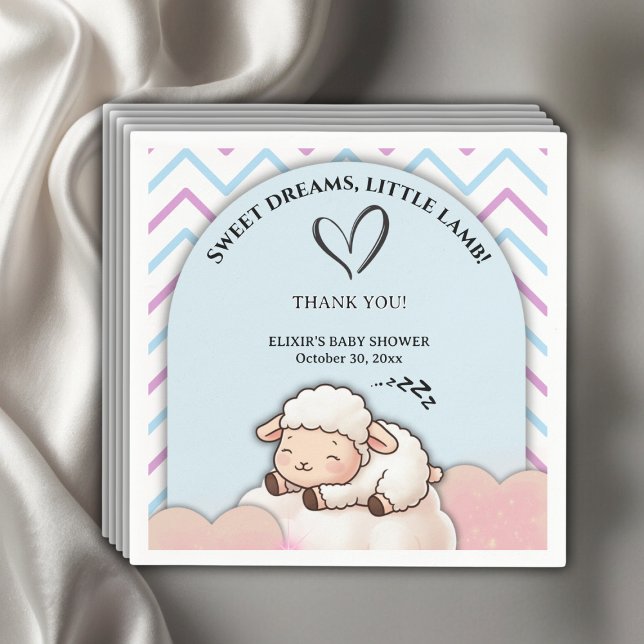 Söta Dreams Little Lamb Cute Kawaii Baby Shower Pappersservett (Skapare uppladdad)