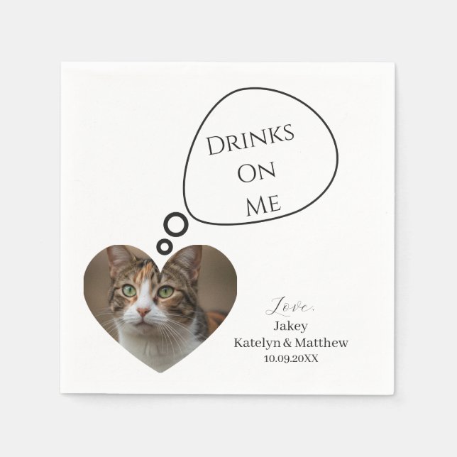 Söta drinkar på mig husdjur katt bröllop  pappersservett (Framsidan)