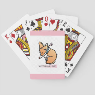 söta drömmar, corgibebis. pastellfärgat rosa leka casinokort