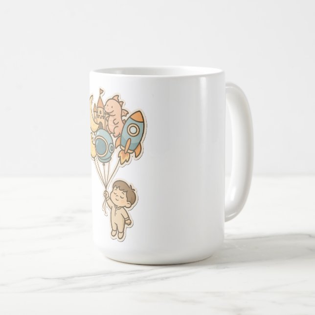 Söta Drömmar Fantasi Ballonger – Söta Barn Illustr Kaffemugg (Framsida höger)