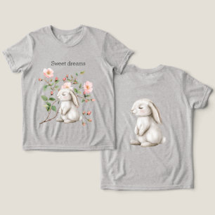 Söta Drömmar Kanin Kanin Rosor Rosa Blommig T Shirt