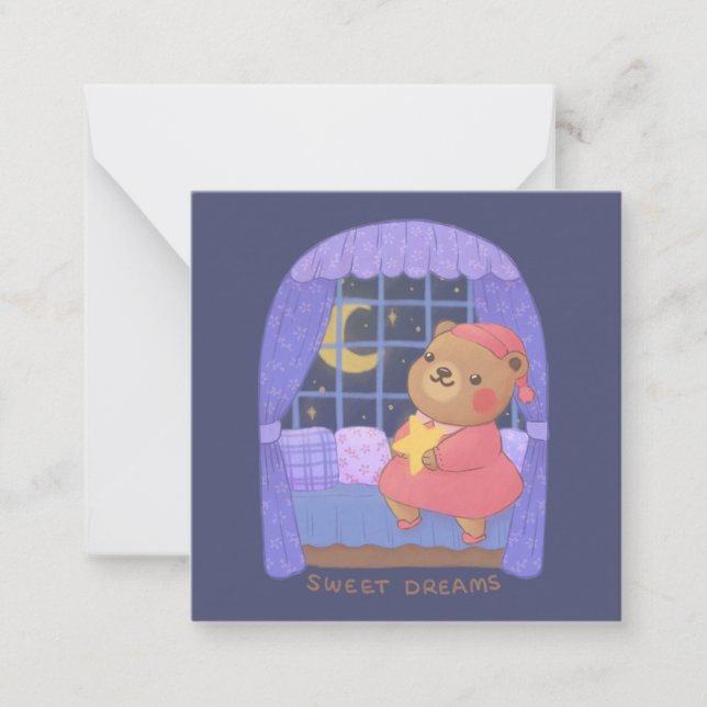 Söta drömmar: Nalle Illustration Anteckningskort (Framsida)