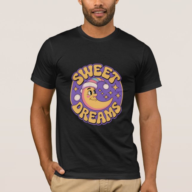 Söta Drömmar Retro Måne T Shirt (Framsida)