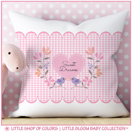 Söta Drömmar Rosa Gingham Flicka Barnkammare Kudde
