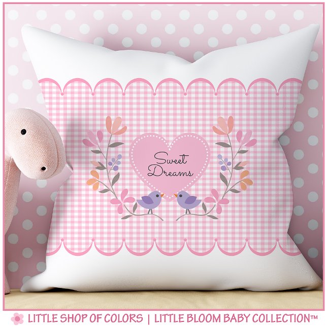 Söta Drömmar Rosa Gingham Flicka Barnkammare Kudde (Skapare uppladdad)