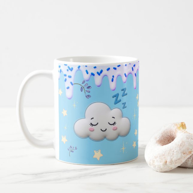 Söta Drömmar Söt Sovande Moln och Blåbärsmugg Kaffemugg (Med munk)
