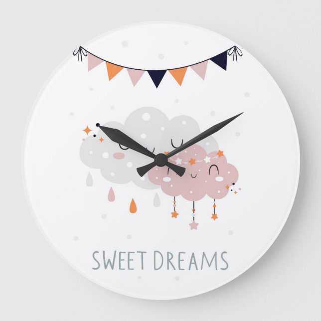 Söta drömmoln stor klocka (Framsida)