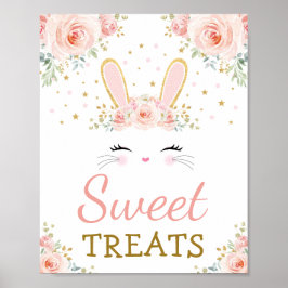 Söta drycker/Cute Bunny Rabbit  Guld-Blommigten Poster