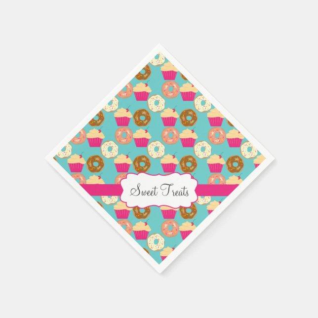 Söta drycker, donötter och Muffinsar Pappersservett (Hörn)