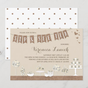 Söta drycker Rustik Sip & See Tea Baby Shower Inbjudningar
